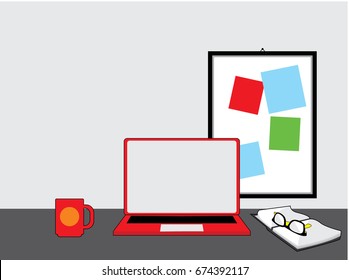 blank laptop illustration, flat design