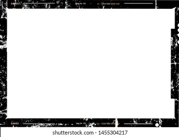 Blank large format torn film negative or picture frame,free copy space, isolated on white 