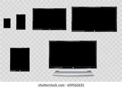A blank LCD screen, plasma displays or TV to your design.computer monitor or black photo frame isolated on a transparent background.