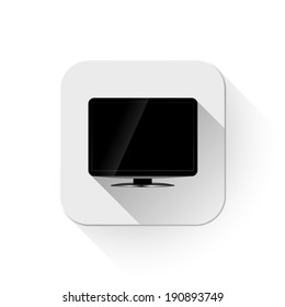 blank lcd tv template icon With long shadow over app button