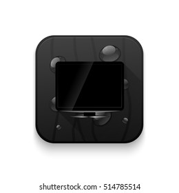 blank lcd tv template icon With long shadow over app button