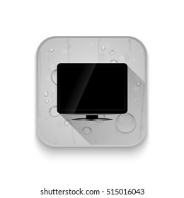 blank lcd tv template icon With long shadow over app button