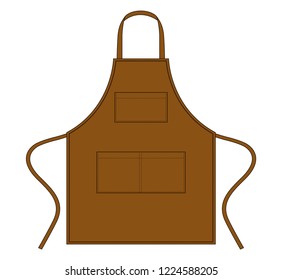 Blank Leather Apron With Tri Pocket Template on White Background, Vector File