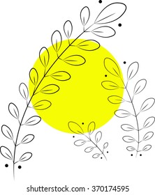 Blank leaves with yellow circle behind