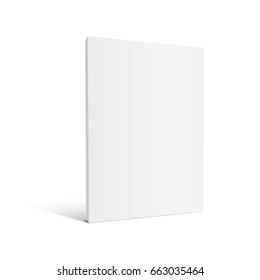 Blank Left Tilt Standing Thick Book 3d Illustration, Can Be Used As Design Element, Isolated White Background, Side View