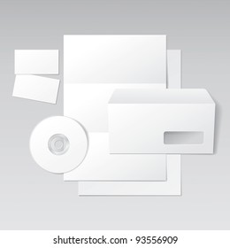 Blank Letter, Envelope, Business Cards and CD. Design Template for Corporate ID Presentation. Vector Illustration