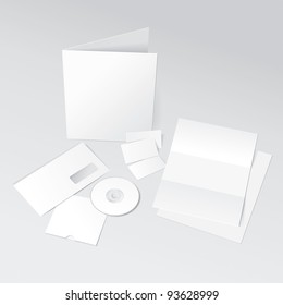 Blank Letter, Envelope, Business cards, CD and Folder. Design Template for Corporate ID Presentation. Vector Illustration