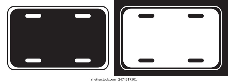 Blank license plate template. Clipart image. isolated on white and black background. 