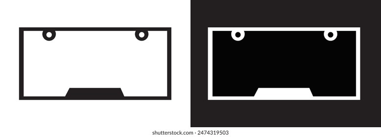 Blank license plate template. Clipart image. isolated on white and black background. 