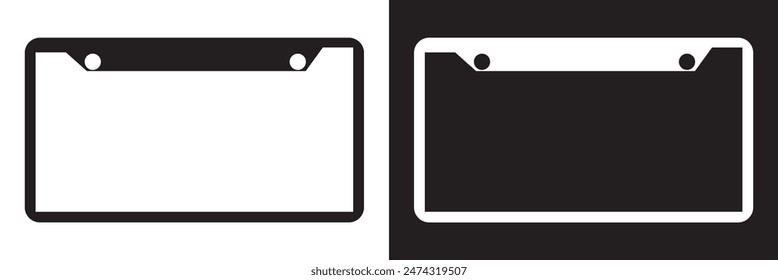 Blank license plate template. Clipart image. isolated on white and black background. 