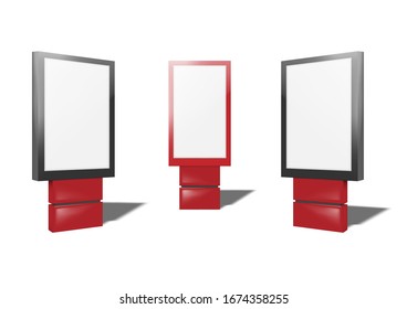 Blank light box set, vector mockup. Empty advertising banner stands, mock-up.