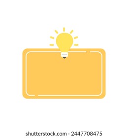 Blank light bulb label banner. Helpful information, idea, brainstorm, solution, suggestion, fact, advice concepts. Flat modern vector design illustration isolated on background.