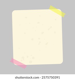 Blank light yellow vector poster mockup on gray background with adhesive tape