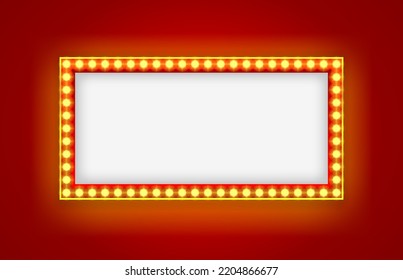 Blank lightbox on red background. Illuminated lightbox screen with blank space for design. Vector illustration.