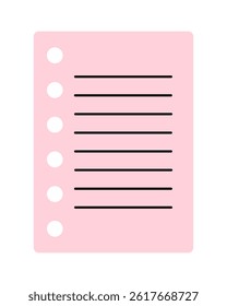Blank line pink paper flat illustration.
