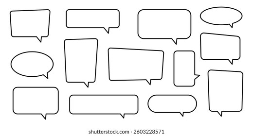 Blank line speech bubble, line speech balloon, line chat bubble.