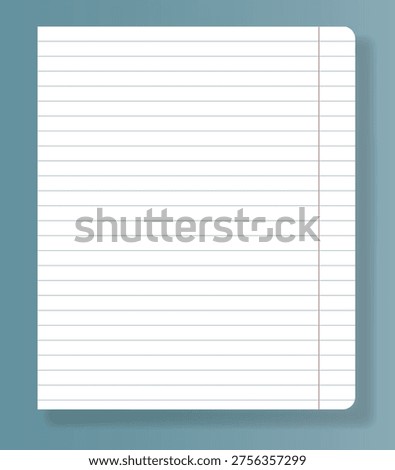 A blank lined notebook sheet is shown on a plain colored background. The layout is simple and clean, offering a space for writing or sketching without distractions