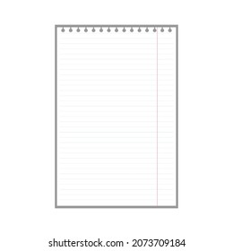 hoja de página en blanco para notas con agujeros de anillo