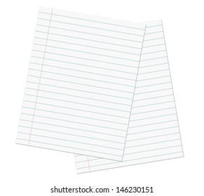 Blank lined paper sheets or notepad pages. Vector