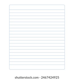 Blank lined sheet page of diary or notebook note paper vector template