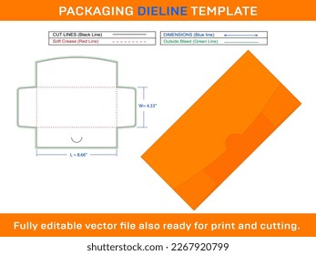 Blank Lock Envelope, Dieline Template