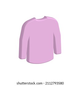 Blank long sleeve t-shirt 3d icon colorful style isolated. Vector illustration