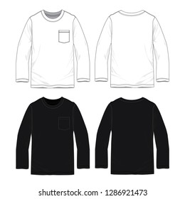 Blank long sleeve T-shirts with pocket