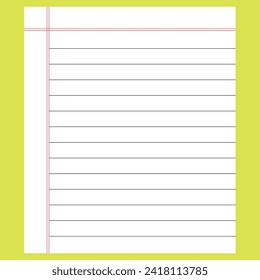 Blank loose leaf notebook paper background. Realistic line paper note. EPS file 80.