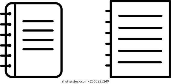 "Blank Loose Leaf Notebook Paper Icon for Note-Taking and Stationery Themes"