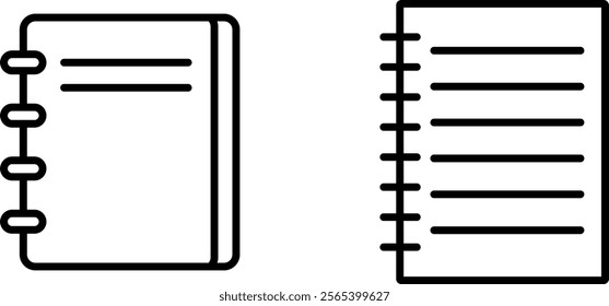 "Blank Loose Leaf Notebook Paper Vector Line Icon Set"