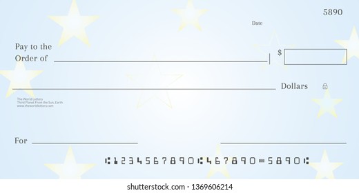 Blank Lotto Ticket Template. Empy Lottery Check.