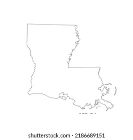 Blank Louisiana Vector Map Silhouette Illustration Isolated On White Background. High Detailed Illustration. United State Of America Country. Empty Editable Louisiana Line Contour Map.