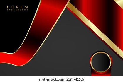 Blank Lower Third Title Graphic, Abstract Red And Gold Ribbons Background