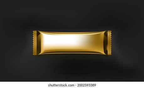Blank Luxury Food Foil Package Mockup For Sugar, Instant Coffee Or Other. EPS10 Vector