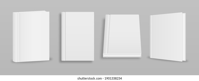 Blank magazine cover, book, booklet, brochure. Blank vertical book cover template with pages in front. Cover brochure mockup, white soft surface, catalog magazine tutorial. Vector illustration.