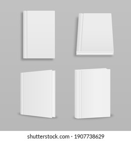 Blank magazine cover, book, booklet, brochure. Cover brochure mockup, white soft surface, catalog magazine tutorial. Blank vertical book cover template with pages in front. Vector illustration.