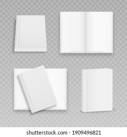 Blank magazine cover, book, booklet, brochure. Blank vertical book cover template with pages in front. Cover brochure mockup, white soft surface, catalog magazine tutorial. Vector illustration.