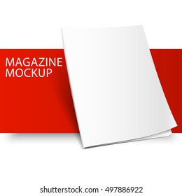 Blank magazine mockup template. Closed magazine mockup. Red Line series mockup. Realistic mockup vector EPS10 illustration.