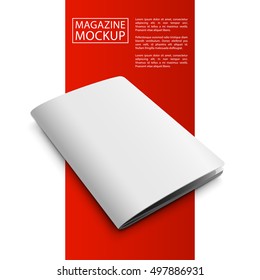 Blank magazine mockup template. Closed magazine mockup. Red Line series mockup. Realistic mockup vector EPS10 illustration.