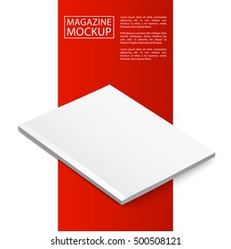 Blank magazine mockup template. Closed magazine mockup. Red Line series mockup. Realistic mockup vector EPS10 illustration.