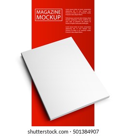 Blank magazine mockup template. Closed magazine mockup. Red Line series mockup. Realistic mockup vector EPS10 illustration.