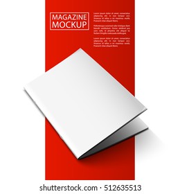 Blank Magazine Mockup Template. Closed Magazine. Red Line Series. Realistic Vector EPS10 Illustration.