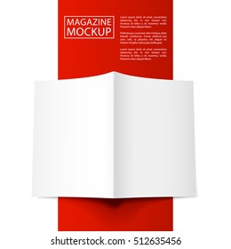 Blank magazine mockup template. Opened magazine. Red Line series. Realistic vector EPS10 illustration.