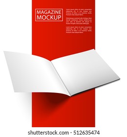 Blank magazine mockup template. Opened magazine. Red Line series. Realistic vector EPS10 illustration.