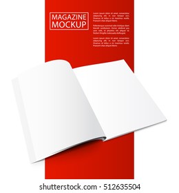 Blank Magazine Mockup Template. Opened Magazine. Red Line Series. Realistic Vector EPS10 Illustration.