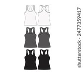 Blank Male Female Tanktop Mockup Template Tanktop Template Vest Women Tanktop Apparel Mockup Illustration Front Back View Tank-top Fashion Illustration