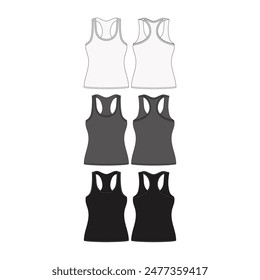 Blank Male Female Tanktop Mockup Template Tanktop Template Vest Women Tanktop Apparel Mockup Illustration Front Back View Tank-top Fashion Illustration