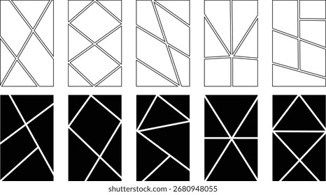Plantilla de cuadrícula de cómic de manga en blanco | Diseño de panel de guion gráfico | Marco de página de collage para cómics, pósters y volantes | Ilustración vectorial