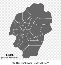 Blank map Abra  of Philippines. High quality map Province of Abra with districts on transparent background for your web site design, logo, app, UI.  Republic of the Philippines.  EPS10.