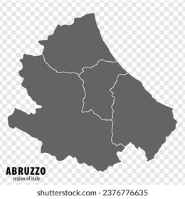 Blank map Abruzzo of Italy. High quality map Region Abruzzo with municipalities on transparent background for your web site design, logo, app, UI.  EPS10.